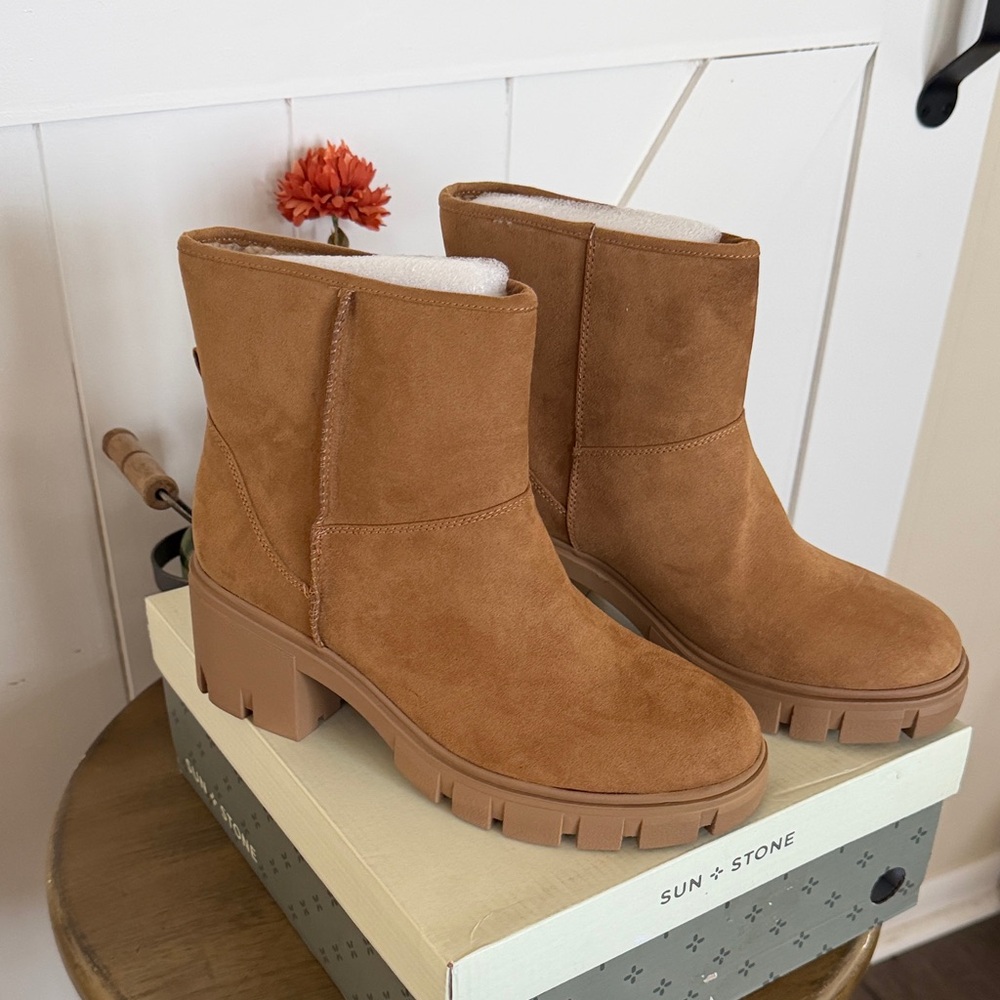 NWT Sun + Stone Women's Riyaaf Brown Ankle Booties, Size 9 & 9.5